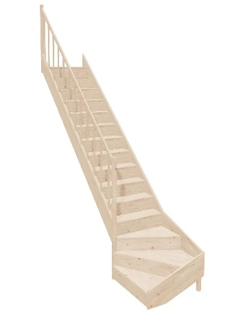 Mlynářské schody TURN Levé d.300 x š.80cm borovice