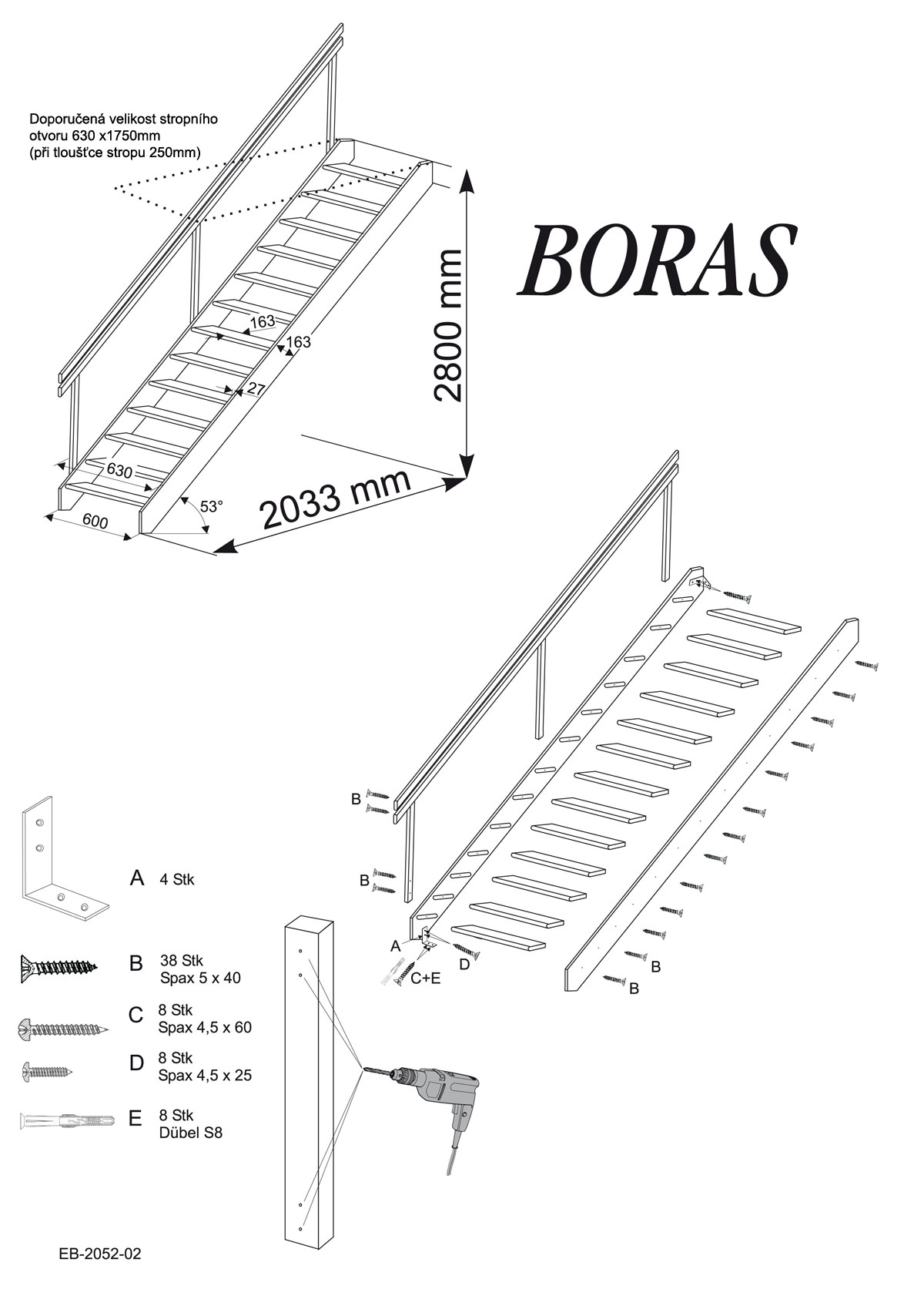 Mlynárske schody so zábradlím Boras