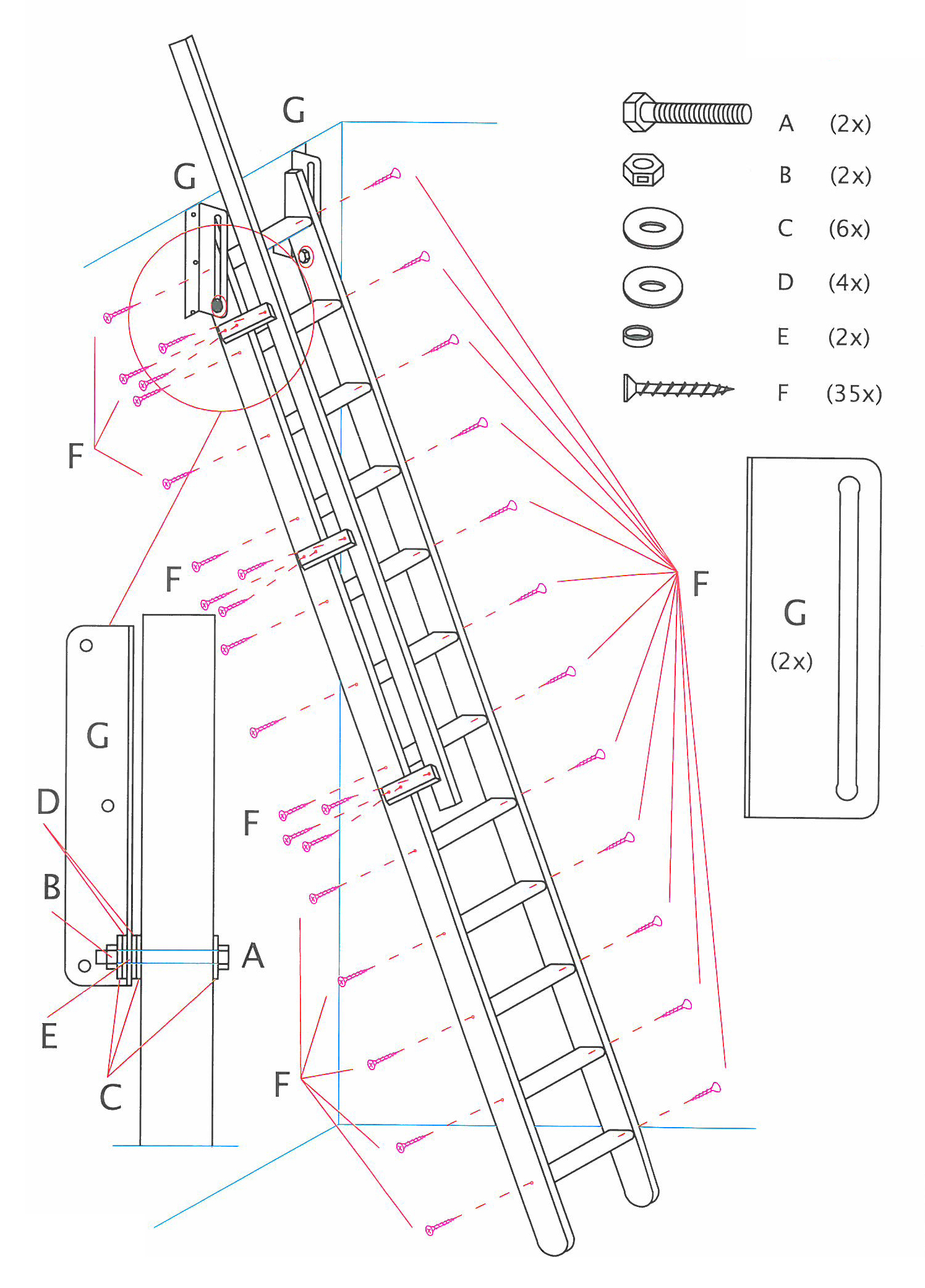 Mlynářské schodiště Egibi Stairs FLEXIBLO 300x55 s madlem