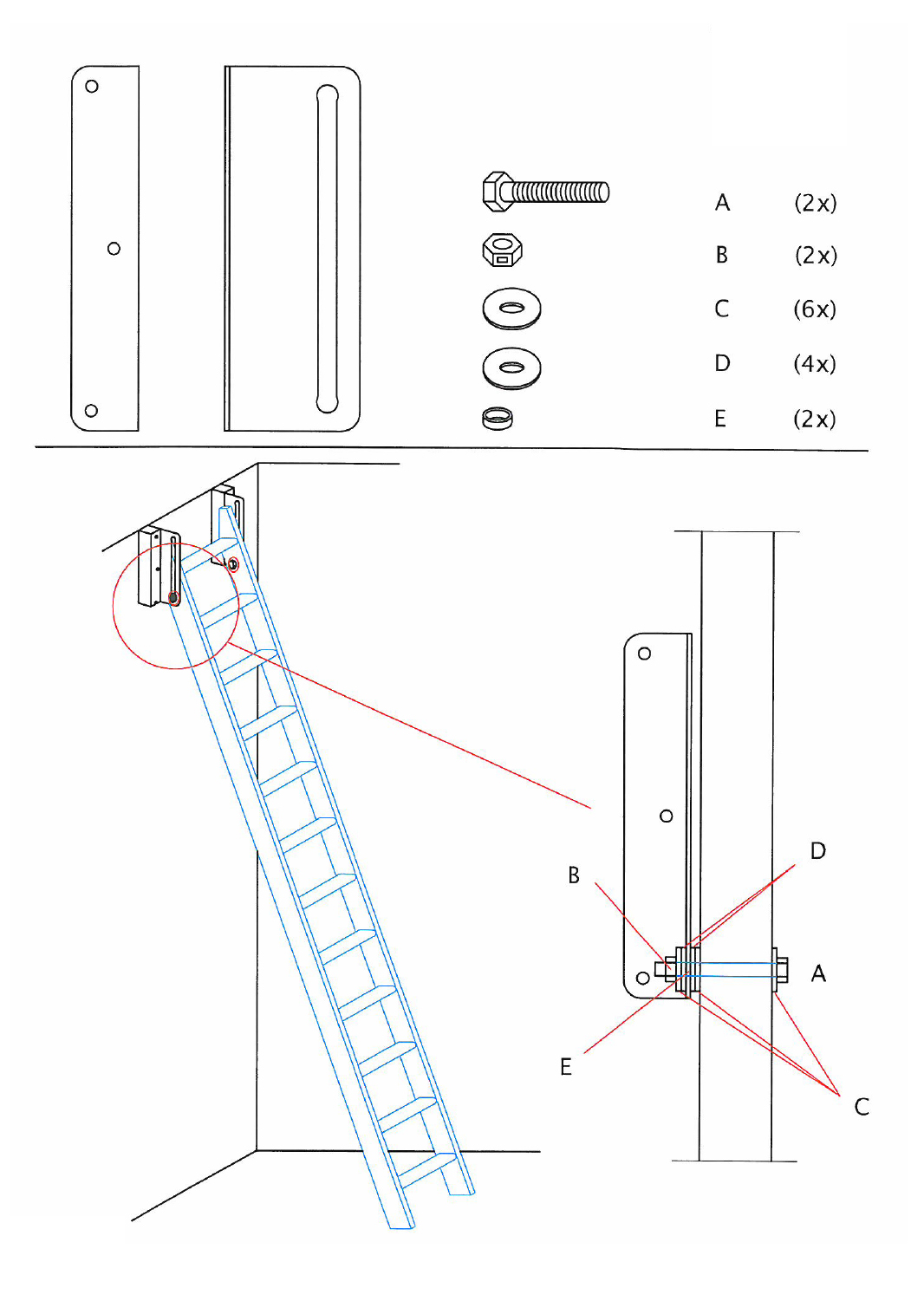 Mlynářské schodiště Egibi Stairs FLEXIBLO 300x55 s madlem