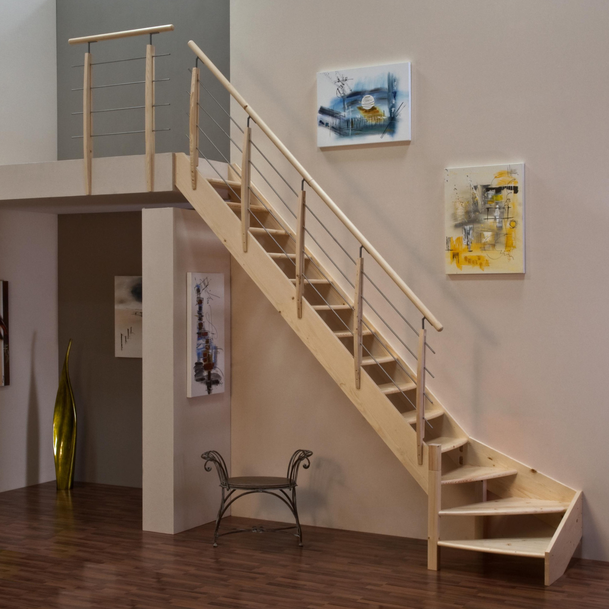 Smrkové schodiště CLASSIC přímé 300 cm
