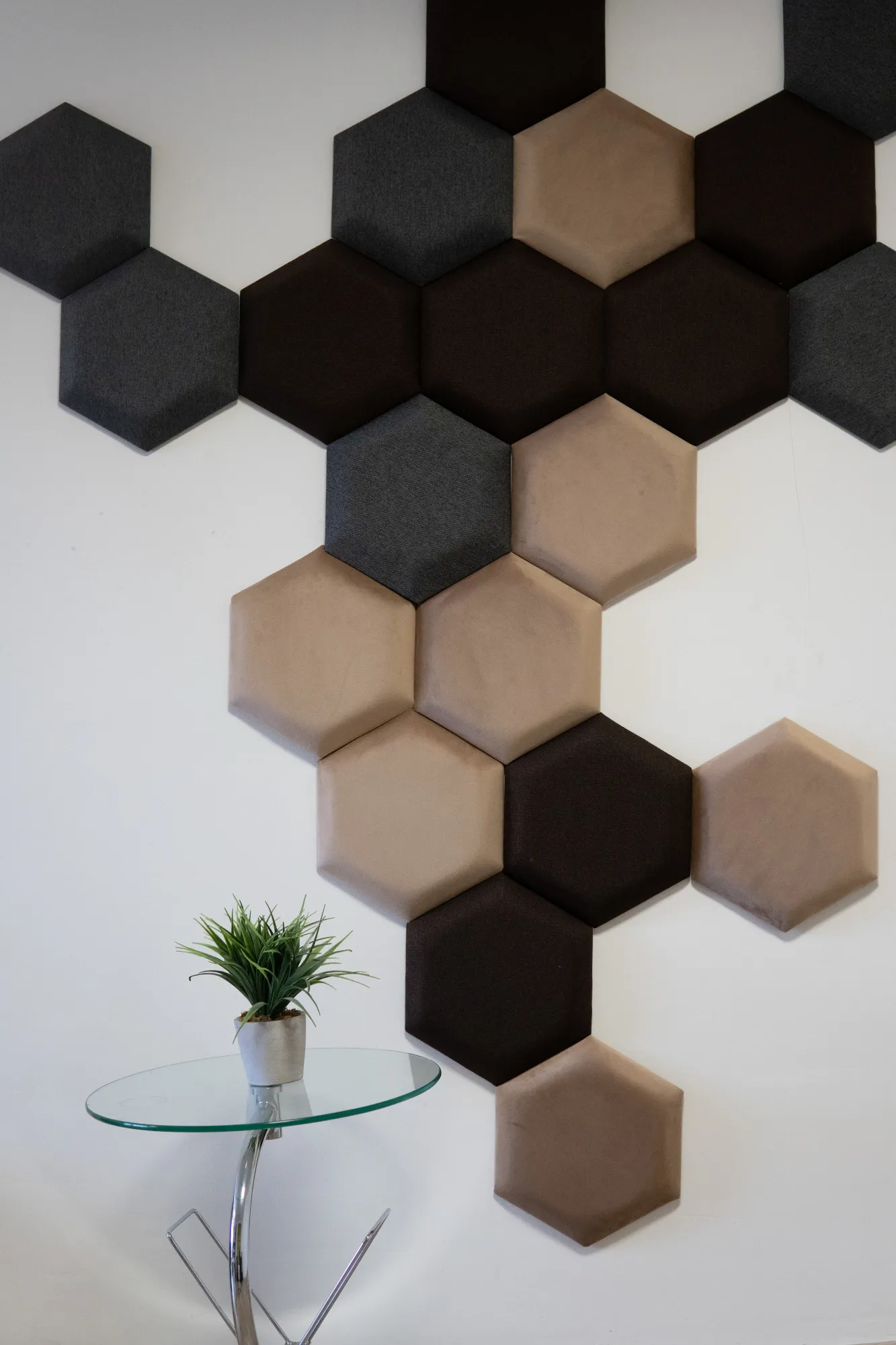 Čalúnený panel nástenný Hexagon 6x15cm béžová Riwiera 24