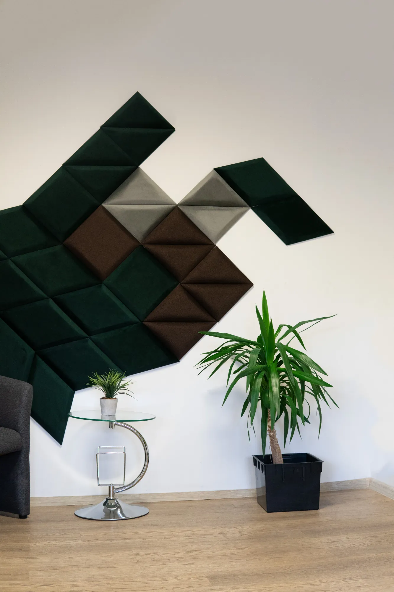 Čalúnený panel nástenný Trojuholník 3x30cm zelená Riwiera 38